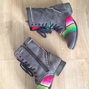 Leather ankle boots biker studded unique edgy